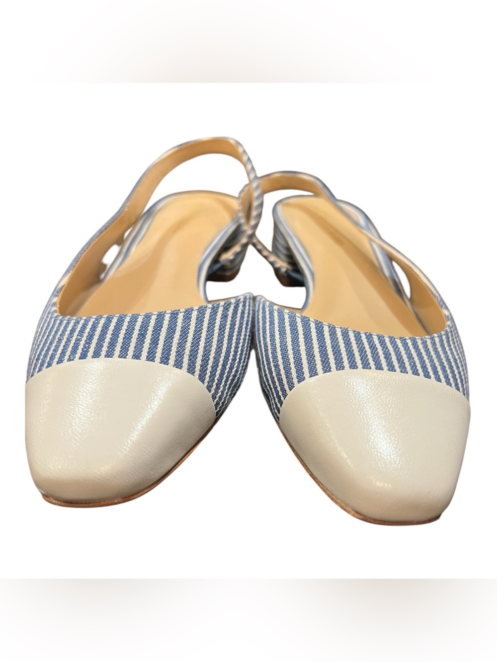 Veronica Beard Cecile Stripe Slingback Ballerina Pumps Blue White NWOT 6.5 - Picture 7 of 8